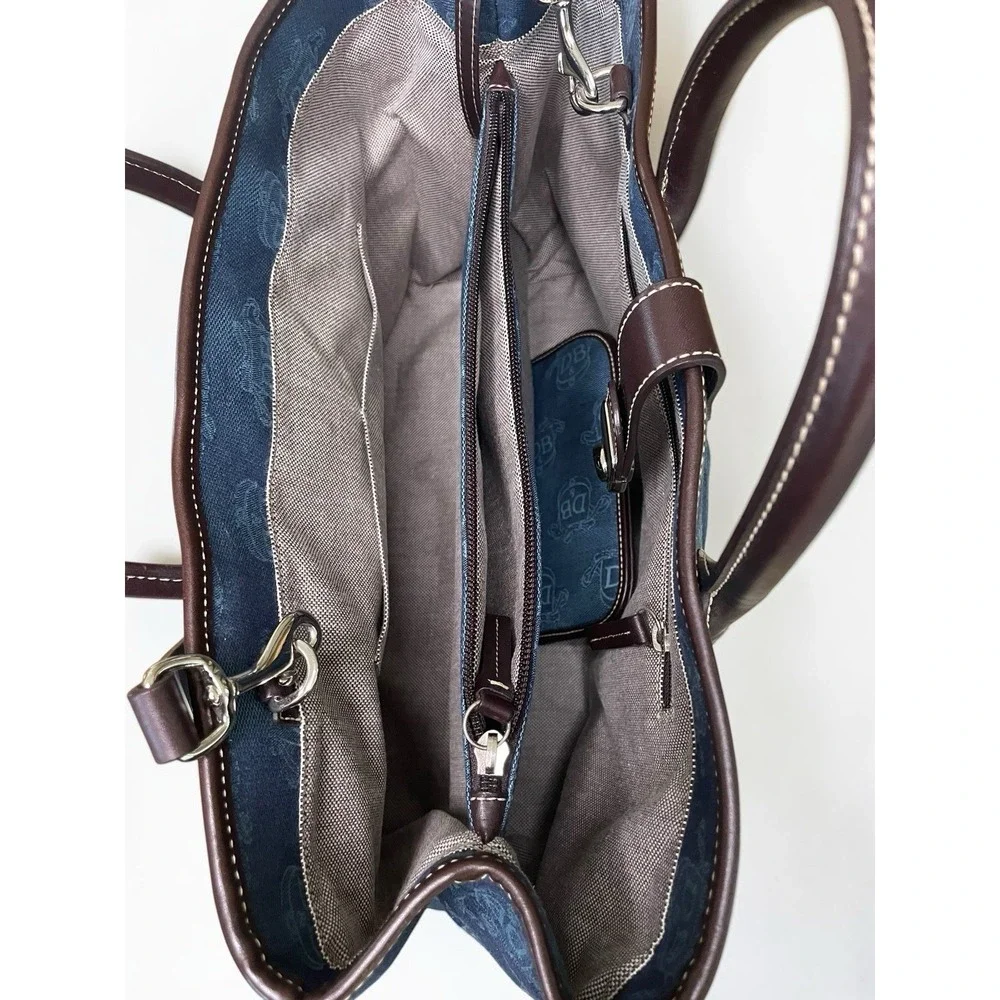 Vintage Blue Denim Monogram Dooney & Bourke Denim Satchel Bag